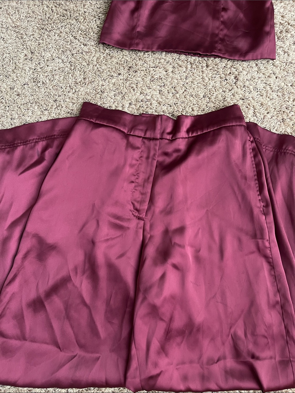 House Of Harlow Dark Wine Satin Set Medium